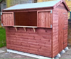 8 x 6 tuck shop shed hatch open