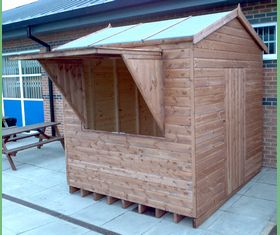 8 x 8 tuck shop shed shutter open